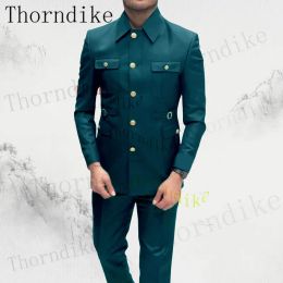 Suits Thorndike 2023 Stand Collar Single Breasted Jacket With Vents Business Man Suit Elegant Groom Wedding Suits Blazer Pants Set