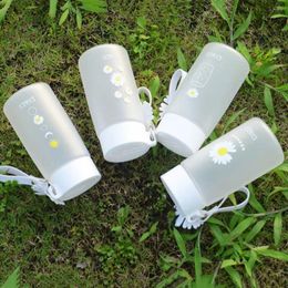 Tumblers With Portable Rope Travel Transparent Plastic Creative Small Daisy Tea Cup Water Bottles Tools Drinkware