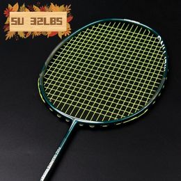 32lbs Carbon Fibre Badminton Racket Strung Ultralight 5U 78G G4 Training Rackets Professional Racquet with Bags for Adult 240304