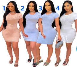 Women Mini Dresses Short Sleeve SKirts Bodycon dress Sexy Summer Clothing Plus size S2XL white blue letter skirt skinny packaged 7456795