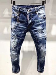 New Fashion Ripped Italian style Jeans Men Patchwork Hollow Out Printed Beggar Cropped Pants Man Cowboys Demin Pants Male 201117