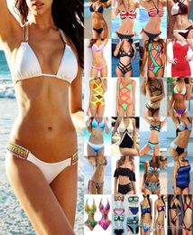 5 sets Newest Bikini Set 2piece Swimwear for Wome Bathing Suit Beachwear Sexy Lady Swimsuit Padded Bra Bikini Mix colors Many Sty6385004