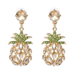 Qiaose Crystal Rhinestone Pineapple Dangle Drop Earrings for Women Fashion Jewelry Boho Maxi Collection Earrings Accessories1305o