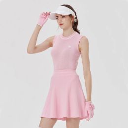 Dresses BG New Golf Knitted Vest Skirt Women's Sleeveless Set Autumn Stretch Slim Fit Tank Top Comfortable Overskirt Two Piece Suit