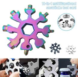 18 in 1 Snowflake Spanner Keyring Hex Multifunction Outdoor Portable Wrench Key Ring Pocket Opener Survive Hand Tool Accessories6831449