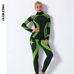 Poles Women Thermal Underwear Suit Winter Quick Dry Thermo Sporting Underwear Sets Female Ski Fiess Gym Long Johns Set Sk004