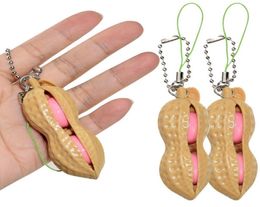 Toys Edamame It Squishy Squeeze Peanut Pea Groundnut Earthnut per Bean Extrusion Keychain Stress Relief Chain Key Pendant Toy Kids Gift4738009