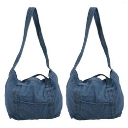 Evening Bags 2X Denim Slouch Bag Casual Jean Fabric Handbag Leisure Korean Style Japanese Fashion Messenger Top-Handle Sky Blue