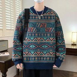 Men's Sweaters Sweater Jacket Fashion Autumn Winter Geometric Pattern Jacquard Loose Casual Knit Pullover Knitted Bottoms