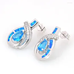Stud Earrings Wholesale & Retail Fashion Jewellery Fine Blue Opal Cubic Zirconia Sterling Sliver EAT001