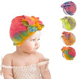 Baby Tiedye Turban Cap India039s Hat Bowknot Headbands Elasticity Headwraps Stretchy Hair Bands Children Girls Fashion Hairs A8666057