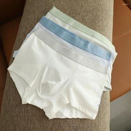 Underpants Men Colour Matching Mid Waist Elastic Boxer Briefs Anti-septic Moisture-wicking U Convex Pounch Underwear