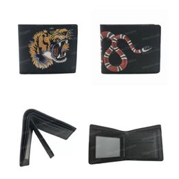 Fashion Men Animal Short Wallet Leather Black Snake Tiger Bee Wallets Women Purse Wallet Card Holders Purses With Original Box JN82248