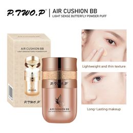 Air Cushion BB Cream Butterfly Powder Puff Moisturising Foundation Concealer Whitening Oilcontrol Waterproof Makeup Cosmetics 240228