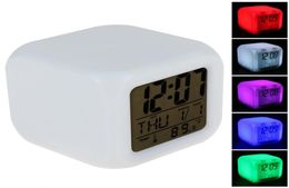 night lights Cube Colourful Glowing 7 Led Colours Changing Digital Alarm Clock with Time Date Week Temperature Display8985709