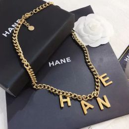 23ss Fashionable 18K Gold Plated Stainless Steel Necklaces Choker Letter Pendant Statement Fashion Womens Necklace Wedding Jewelry224H