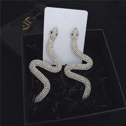FYUAN Oversize Snake Shape Crystal Drop Earrings for Women Bijoux T Show Statement Jewellery 240305
