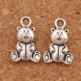 200pcs lot Sitting Bear Spacer Charm Beads Antique Silver Pendants Alloy Handmade Jewellery DIY L070 10x15 7mm2935