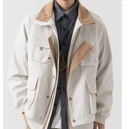 Hunting Jackets Safari Jacket For Men Multi-pockets Design Retro Stand-up Collar Windbreaker Coat Casual Wear Fold On