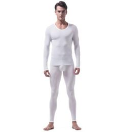 Ice Silk Long Men Thermal Underwear Set Lightweight Thin Mens Pouch Legging Thermo Pyjamas Suit Spandex Breathable Solid15035011701358