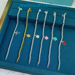 2024 Jewellery Designer Brand Chain 925 Bracelet Bangle Silver Ball Womens Peach Heart Enamel Love Buddha Bead Bracelet Handpiece