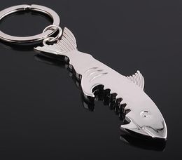 50pcs Metal 2 in 1 Keychain Bottle Opener Creative Shark Fish Key chain Beer Openers DH57883231678