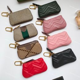 Men women Key Wallets Designer Fashion Coin Purse Card Holder Pendant Wallet genuine leather zipper Bag Accessoires 8 Color276w