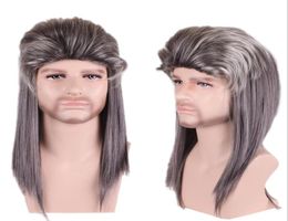 ZhiFan cosplay wigs for men cosplay wigs fluffy men wigs dark hair for Halloween Party Cos costume1052362