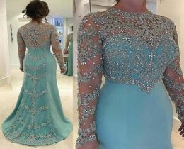 Casual Dresses s Beaded Appliques Mother of the Bride Mint Green Mermaid Wedding Dress Sparkly Long Sleeve Formal Party Gowns 23023697787