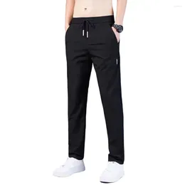 Men's Pants Trendy Warm Autumn Winter Drawstring Fleece Lined Casual Work Trousers Thickened Ankle-Length For Home