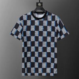 2024 Summer Letter Striped Print Men's T-Shirts Crew Neck Short-Sleeve Breathable Fashion Man's Tees HSCPP004