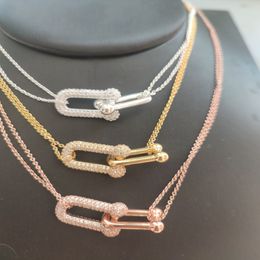 gold initial pendant set necklace diamond horseshoe hardware designer Women Men couple fashion watche Top Quality Wedding Party Th240f