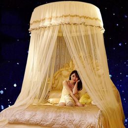 Romantic Mosquito Net Princess Insect Net Hung Dome Bed Canopies Adults Netting Lace Round Mosquito Curtains for Double Bed301P