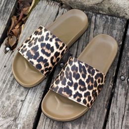 Sandals Leopard Print Women Slippers Female Casual Flip Flops Summer Beach Shoes Slip On Bling Gold Flat Slides