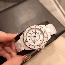 Quartz lday watches 38mm black ceramic factory diamonds white dial ladies watch h2125 33mm women fashional designer wristwatch sap255G