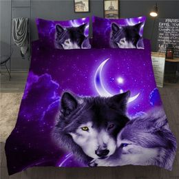 3D Duvet Quilt Cover Set Wolf Animal Print Bedding Set Single Double Twin Full Queen King Size Bed Linen For Children Kid Adults 22447