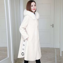 Sheep Fleece Women's Granulated Mid Length 2023 Winter New Fox Hooded Fur Coat A Edition 7515