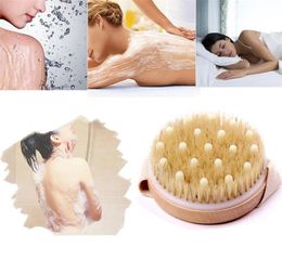 Natural Bristles Bath Brush Body Massage Shower Brush Handheld Wooden Exfoliating Bathing Brush Body SPA Skin Cleaning Brushes7003337