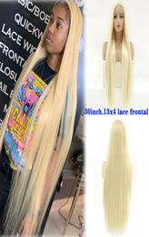 30 Inch Soft Straight Hair Wig Glueless 613 Blonde Synthetic Lace Front Wigs for Women Restyleable Silky Straight Synthetic Hair 7233708