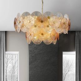 Modern Luxury Glass Led Ceiling Chandelier Parlour Living Room Ceiling Lamp Shop Pendant Lights Home Decorations Lustre