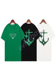 Luxury Designer Mens T Shirt Boat Hook Triangle Print Summer Short Sleeve Fashion Brand Pullover Womens Loose Top Black White Gree8132067