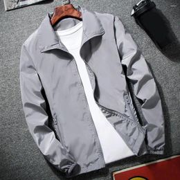 Men's Jackets Zipper Pocket Windbreaker Fashionable Men Coat Stylish Outdoor Jacket With Lapel Long Sleeve For Active