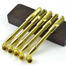 Classic Brass Copper Color Smoking Pipe Stems Stretchable Tobacco Filter Hand Pipes Cigarette Cleaning Tools Accessories4924085