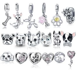 925 Sterling Silver A Dog 's Storey Poodle Puppy French Bulldog Beads Charm Fit BISAER Charms Silver 925 Original Bracelet 220299F