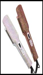 STOCK 34 WIDE Taurus 105 Crystal Flat Iron Sparkle 2 in 1 Bling Diamond MCH Professional Hair Irons Curling Straightener Styling 6401309