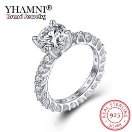 YHAMNI 100% Real 925 Sterling Silver Ring 2 0CT 8MM Classic Created Moissanite Wedding Engagement Rings Jewelry for Women JZ325235f