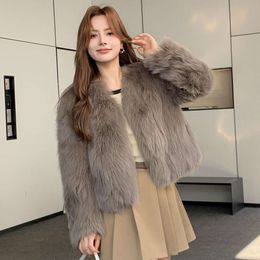 Haining 2024 Autumn/Winter New Fox Grass For Women's Youth Fashion Belly Hair Short Fur Integrated Coat 114141