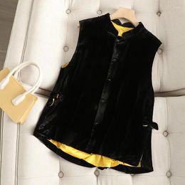 Women's Tanks 2024 Spring/Summer Silk Mulberry Vest Coat Style Gold Velvet Versatile Horse Jacket Top