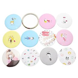 TSHOU727 Cute Cartoon Mini Portable Circular Hand Mirror Pocket Portable Makeup Tool 240228