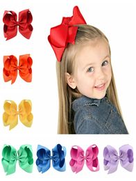 6 Inch Children Bow Hairpin Solid Color Bowknot Clips Baby Ribbon Bow Barrette Kids Headwear Boutique Accessories GGA26793271929